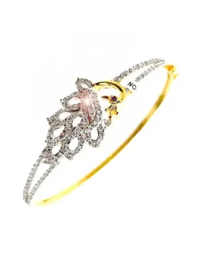 PULSERAS DORADAS ELEGANTES CON PAVO REAL DE CIRCONITAS